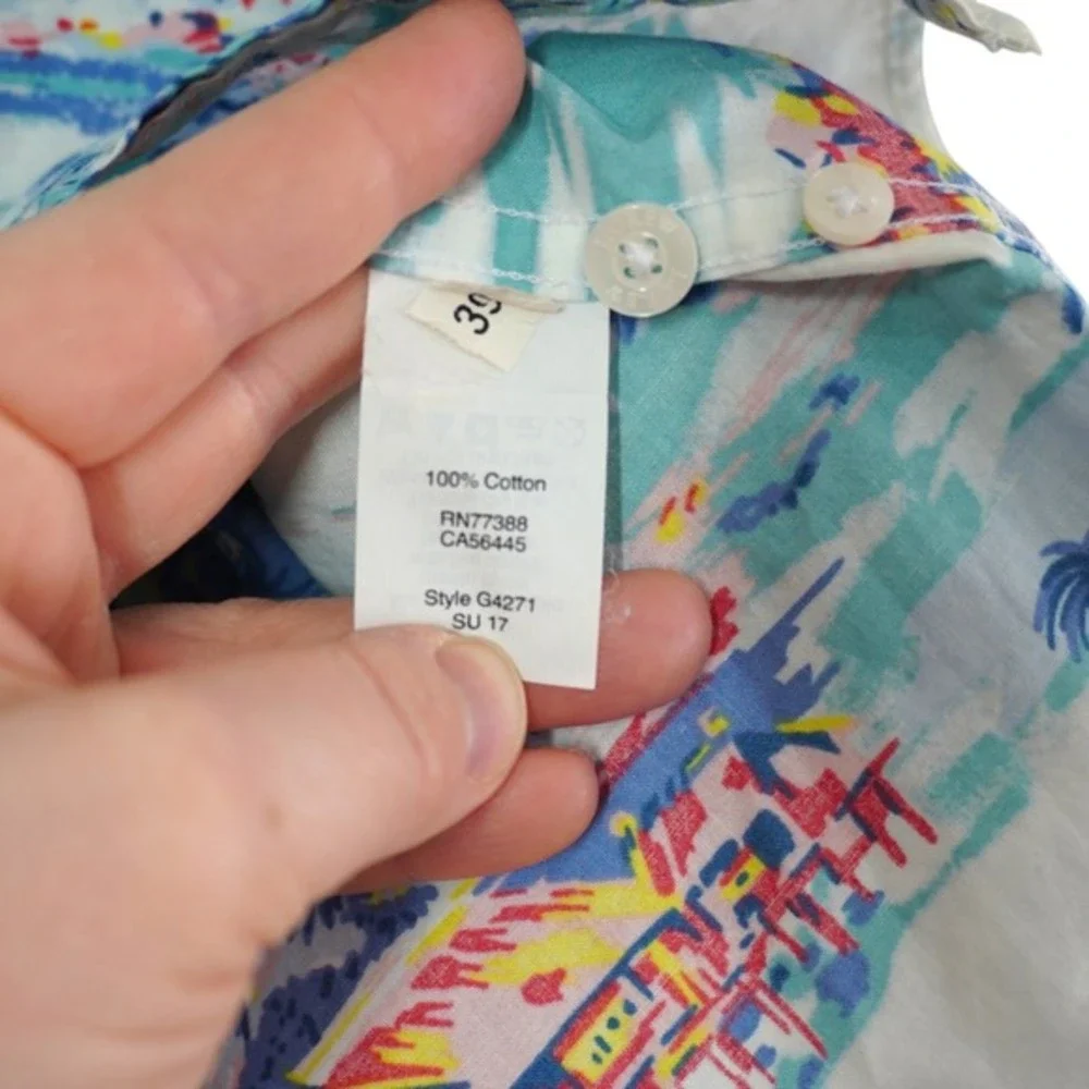 J. Crew Men's Slim Fit Tropical Island Print Short Sleeve Button Down‎ Shirt